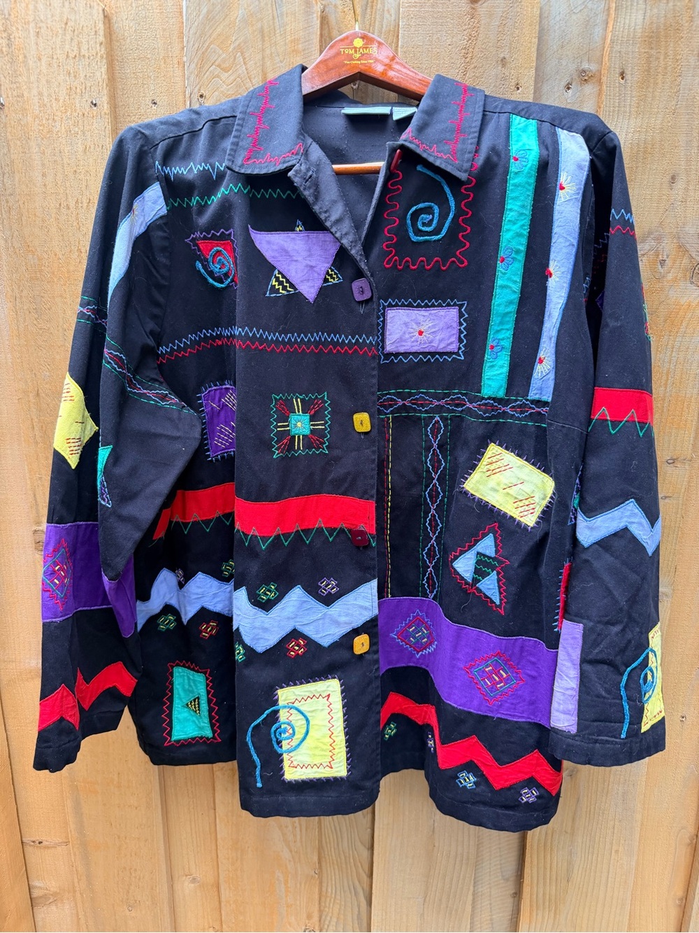 VTG Embroidered Liz & Me 100% Cotton Patchwork Art to Wear Button-Up Jacket- 3X